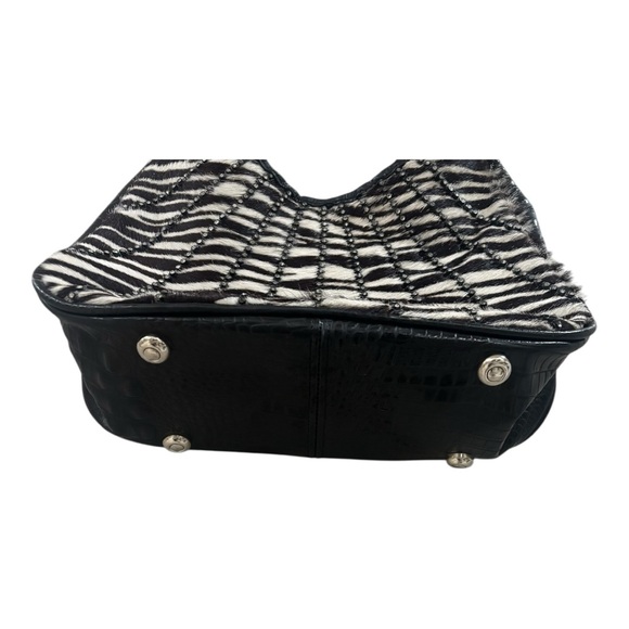 Raviani Zebra Print Cowhide Handmade Bag Swarovski Strap Glam Purse - Picture 3 of 12